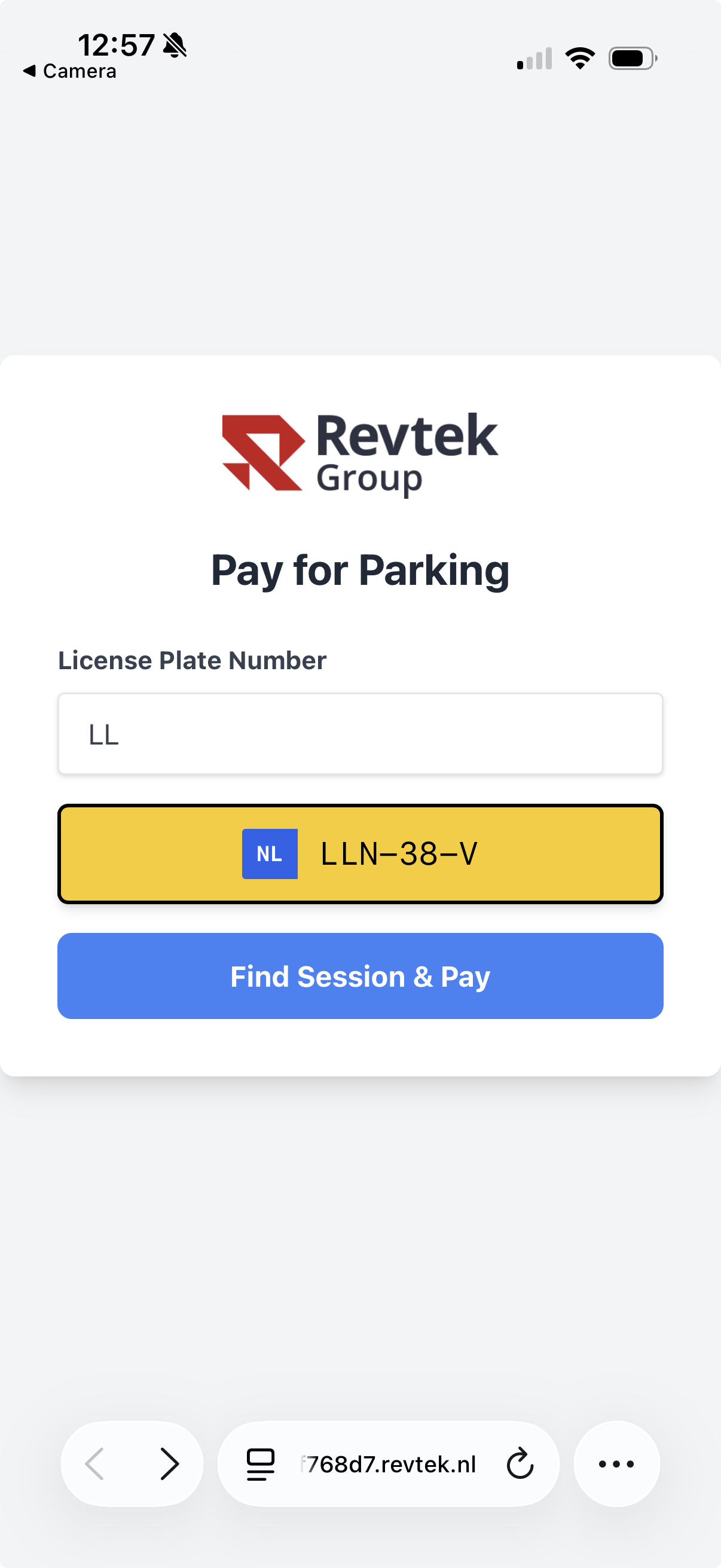Revtek betaalscherm op telefoon