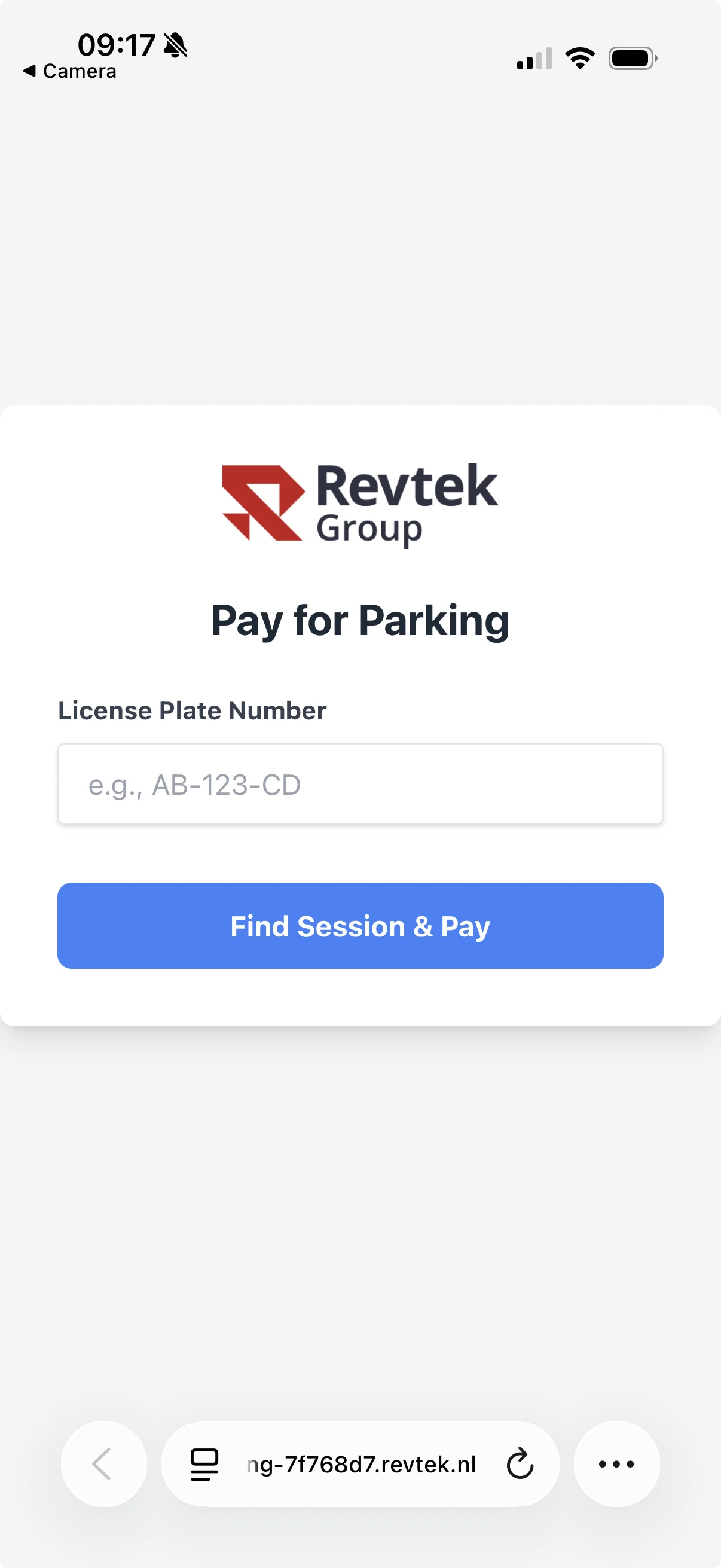 Revtek payment screen on phone